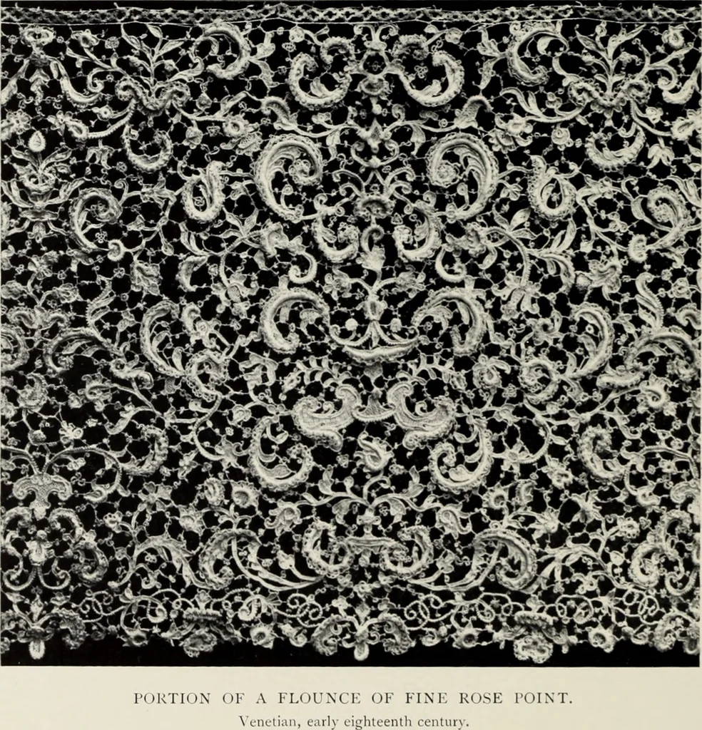 An illustration from Old lace : a handbook for collectors; an account of the different styles of lace, their history, characteristics & manufacture, 1908, leaf 95