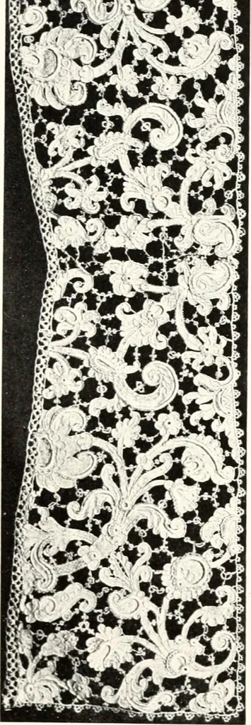 An illustration from Old lace, a handbook for collectors; an account of the different styles of lace, their history, characteristics & manufacture, 1909, leaf 100