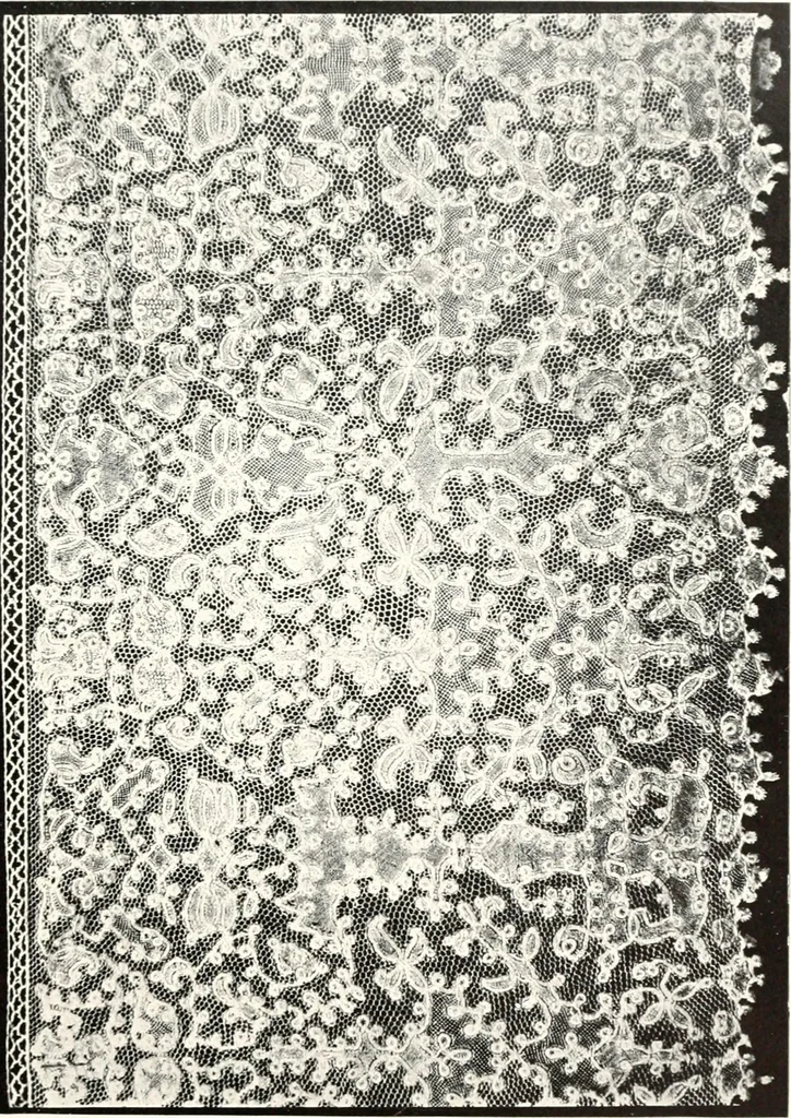 An illustration from Old lace, a handbook for collectors; an account of the different styles of lace, their history, characteristics & manufacture, 1909, leaf 128