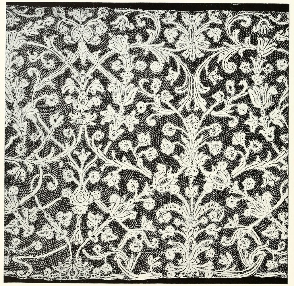 An illustration from Old lace, a handbook for collectors; an account of the different styles of lace, their history, characteristics & manufacture, 1909, leaf 143