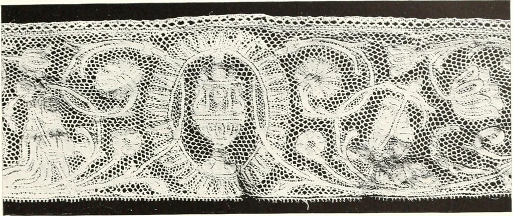 An illustration from Old lace, a handbook for collectors; an account of the different styles of lace, their history, characteristics & manufacture, 1909, leaf 146