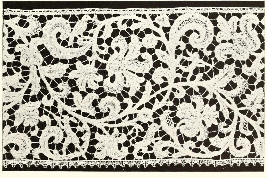 An illustration from Old lace, a handbook for collectors; an account of the different styles of lace, their history, characteristics & manufacture, 1909, leaf 146