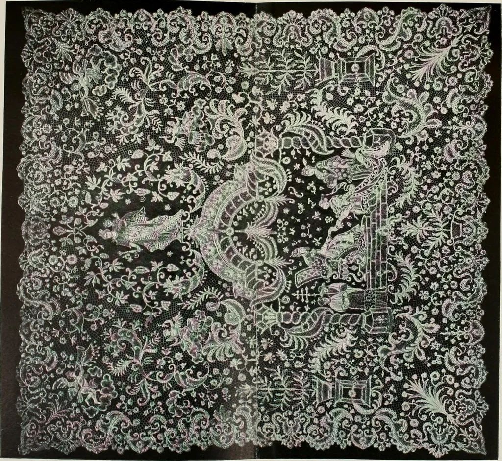 An illustration from Old lace, a handbook for collectors; an account of the different styles of lace, their history, characteristics & manufacture, 1909, leaf 150
