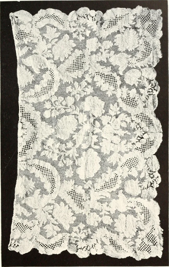 An illustration from Old lace, a handbook for collectors; an account of the different styles of lace, their history, characteristics & manufacture, 1909, leaf 158