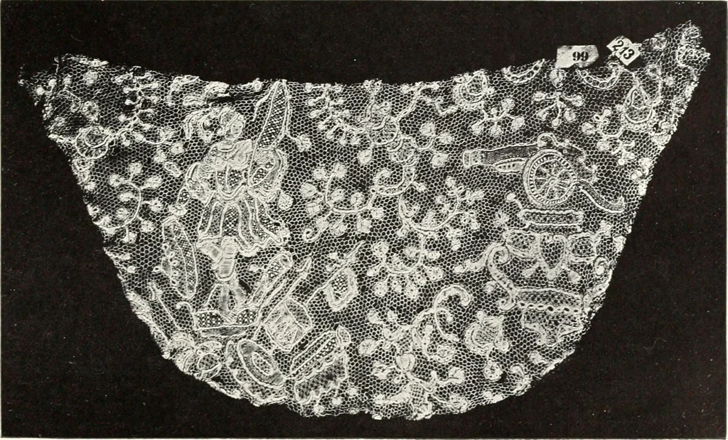 An illustration from Old lace, a handbook for collectors; an account of the different styles of lace, their history, characteristics & manufacture, 1909, leaf 164