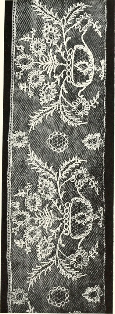 An illustration from Old lace, a handbook for collectors; an account of the different styles of lace, their history, characteristics & manufacture, 1909, leaf 182