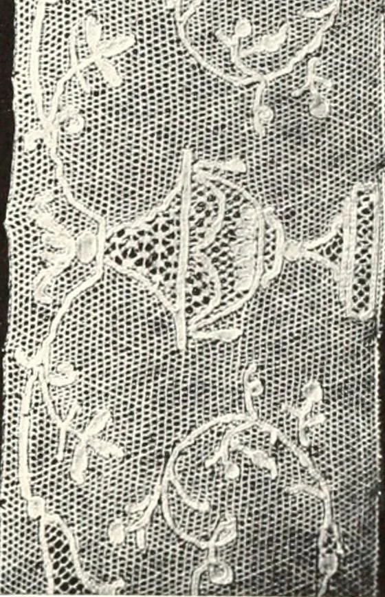 An illustration from Old lace, a handbook for collectors; an account of the different styles of lace, their history, characteristics & manufacture, 1909, leaf 182