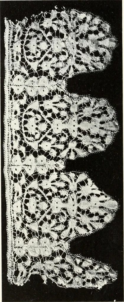 An illustration from Old lace, a handbook for collectors; an account of the different styles of lace, their history, characteristics & manufacture, 1909, leaf 197