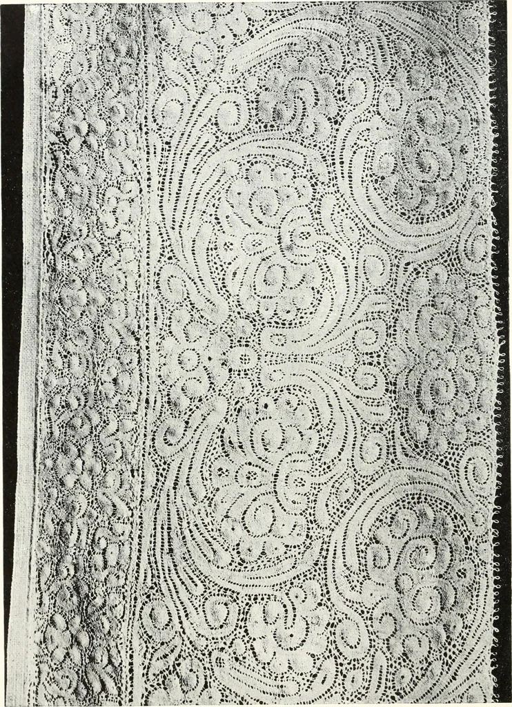 An illustration from Old lace, a handbook for collectors; an account of the different styles of lace, their history, characteristics & manufacture, 1909, leaf 199