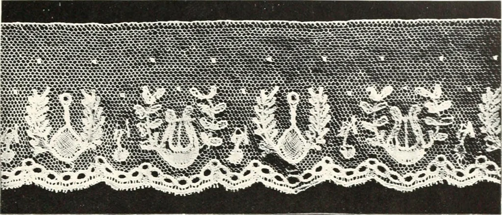An illustration from Old lace, a handbook for collectors; an account of the different styles of lace, their history, characteristics & manufacture, 1909, leaf 250