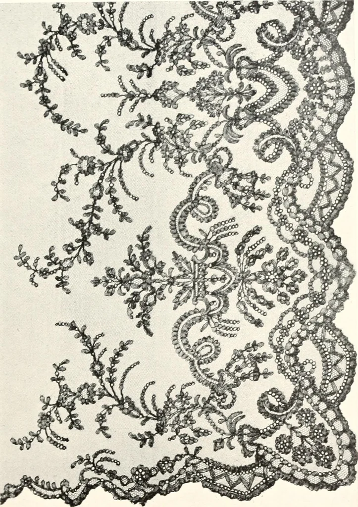 An illustration from Old lace, a handbook for collectors; an account of the different styles of lace, their history, characteristics & manufacture, 1909, leaf 254