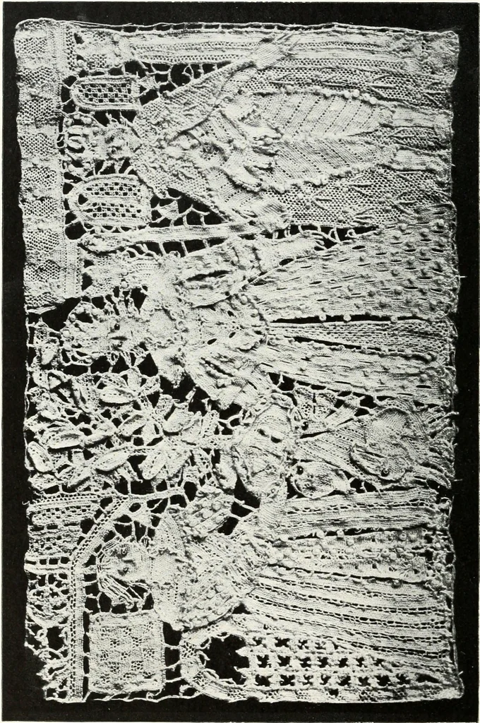 An illustration from Old lace, a handbook for collectors; an account of the different styles of lace, their history, characteristics & manufacture, 1909, leaf 265