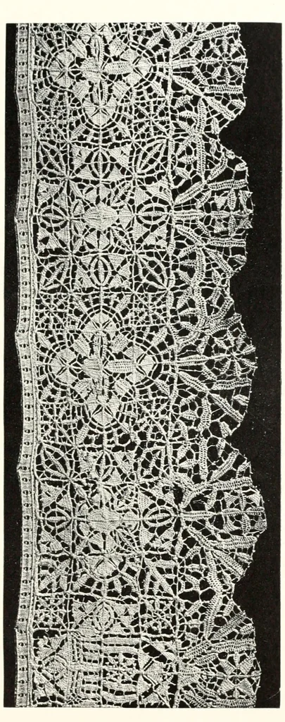 An illustration from Old lace, a handbook for collectors; an account of the different styles of lace, their history, characteristics & manufacture, 1909, leaf 268