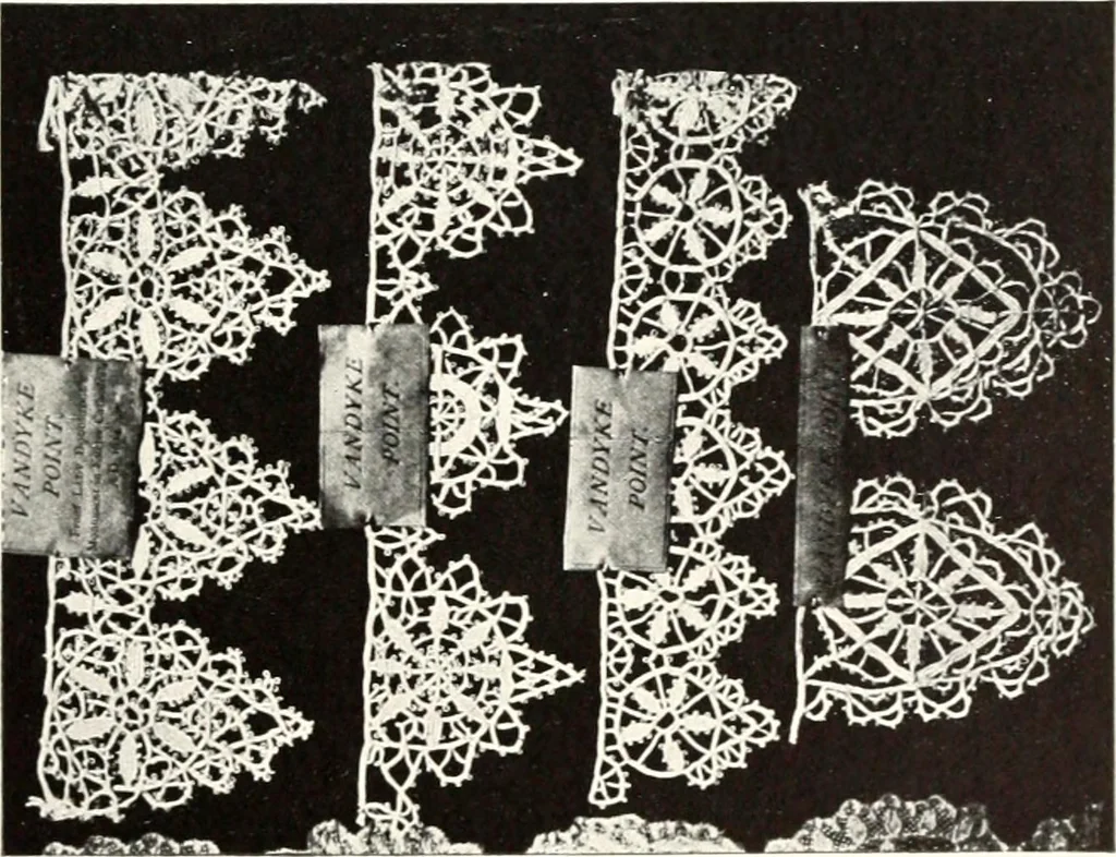 An illustration from Old lace, a handbook for collectors; an account of the different styles of lace, their history, characteristics & manufacture, 1909, leaf 284