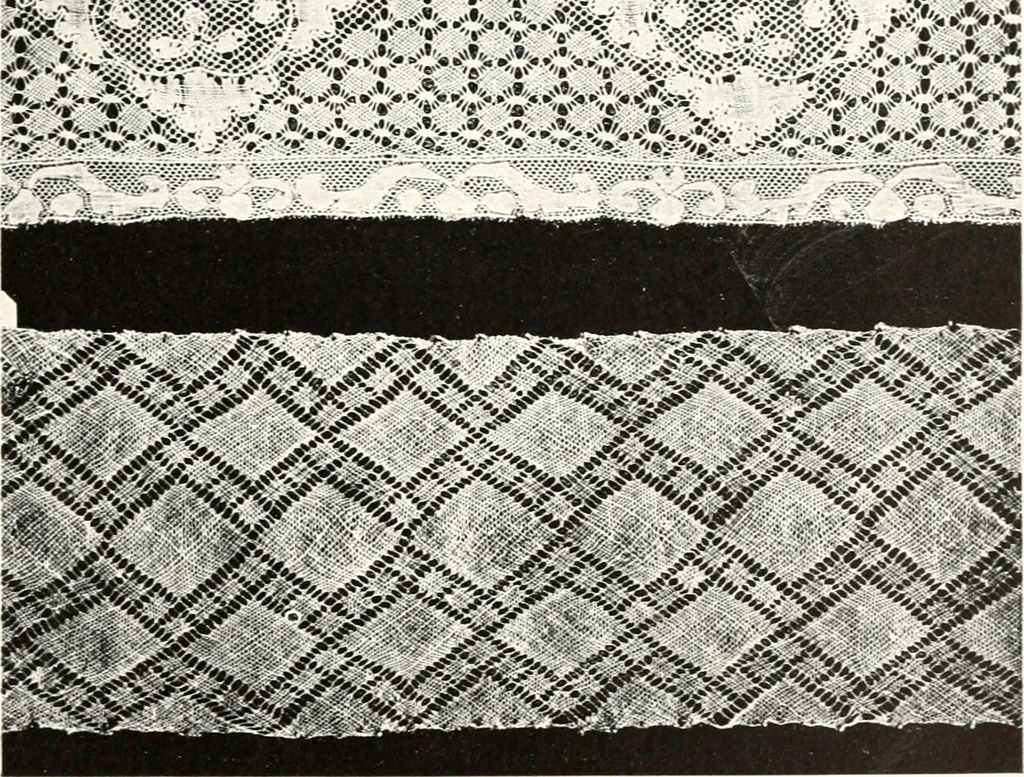 An illustration from Old lace, a handbook for collectors; an account of the different styles of lace, their history, characteristics & manufacture, 1909, leaf 292