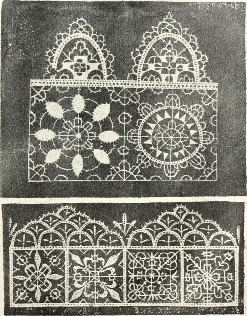 An illustration from Old lace, a handbook for collectors; an account of the different styles of lace, their history, characteristics & manufacture, 1909, leaf 30