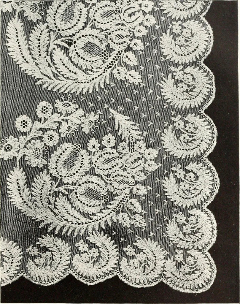 An illustration from Old lace, a handbook for collectors; an account of the different styles of lace, their history, characteristics & manufacture, 1909, leaf 308