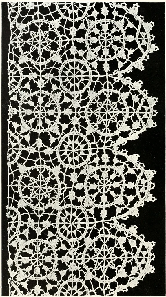 An illustration from Old lace, a handbook for collectors; an account of the different styles of lace, their history, characteristics & manufacture, 1909, leaf 43