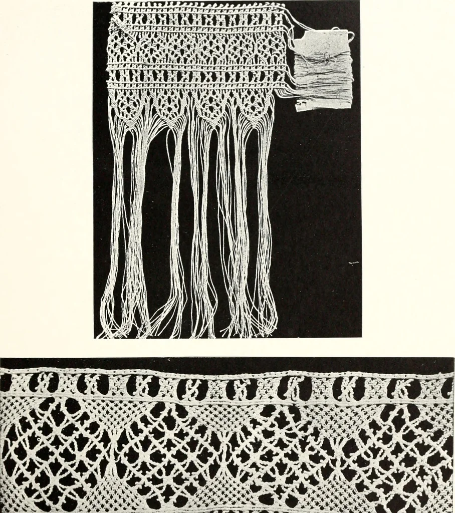 An illustration from Old lace, a handbook for collectors; an account of the different styles of lace, their history, characteristics & manufacture, 1909, leaf 54