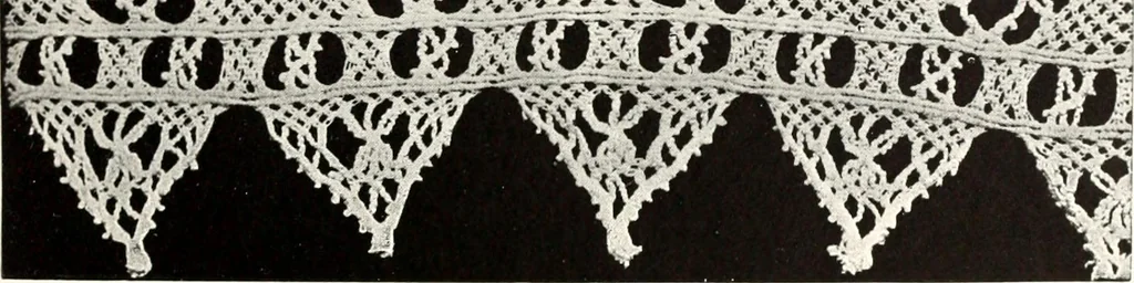 An illustration from Old lace, a handbook for collectors; an account of the different styles of lace, their history, characteristics & manufacture, 1909, leaf 54