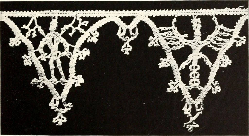 An illustration from Old lace, a handbook for collectors; an account of the different styles of lace, their history, characteristics & manufacture, 1909, leaf 56