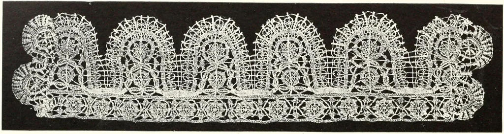 An illustration from Old lace, a handbook for collectors; an account of the different styles of lace, their history, characteristics & manufacture, 1909, leaf 64