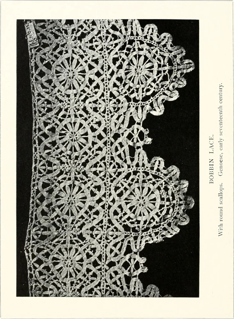 An illustration from Old lace, a handbook for collectors; an account of the different styles of lace, their history, characteristics & manufacture, 1909, leaf 67