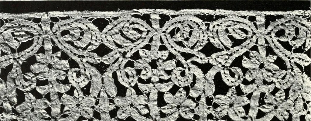 An illustration from Old lace, a handbook for collectors; an account of the different styles of lace, their history, characteristics & manufacture, 1909, leaf 69