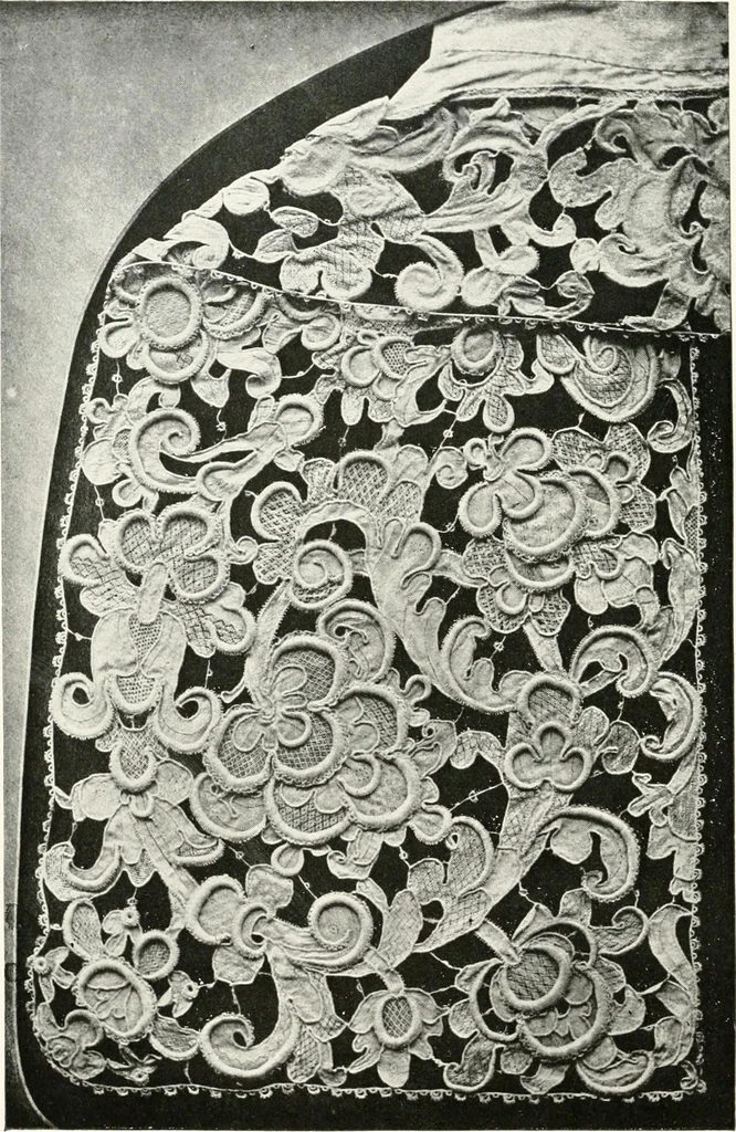 An illustration from Old lace, a handbook for collectors; an account of the different styles of lace, their history, characteristics & manufacture, 1909, leaf 7