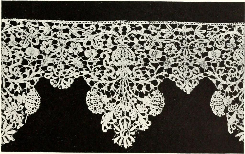 An illustration from Old lace, a handbook for collectors; an account of the different styles of lace, their history, characteristics & manufacture, 1909, leaf 80