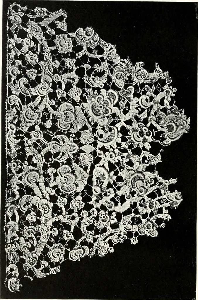 An illustration from Old lace, a handbook for collectors; an account of the different styles of lace, their history, characteristics & manufacture, 1909, leaf 87
