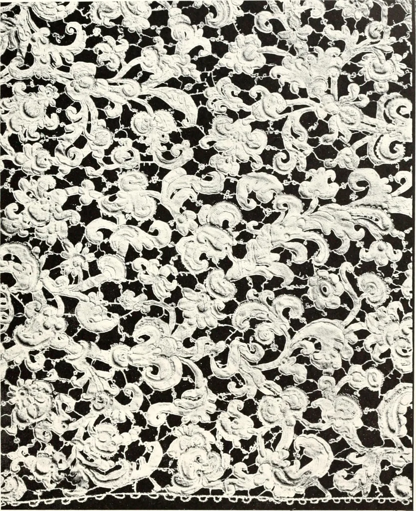 An illustration from Old lace, a handbook for collectors; an account of the different styles of lace, their history, characteristics & manufacture, 1909, leaf 92