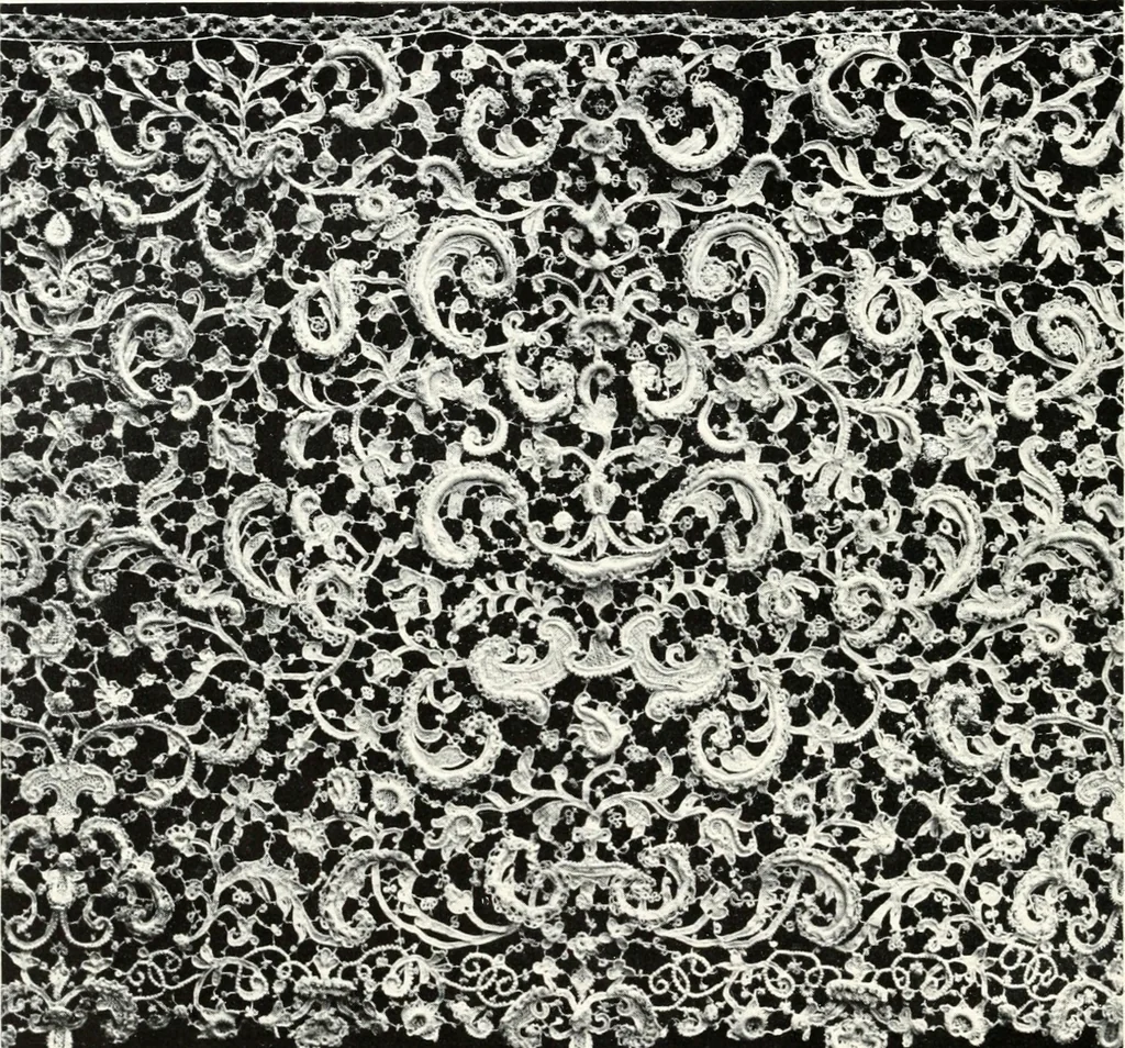 An illustration from Old lace, a handbook for collectors; an account of the different styles of lace, their history, characteristics & manufacture, 1909, leaf 95