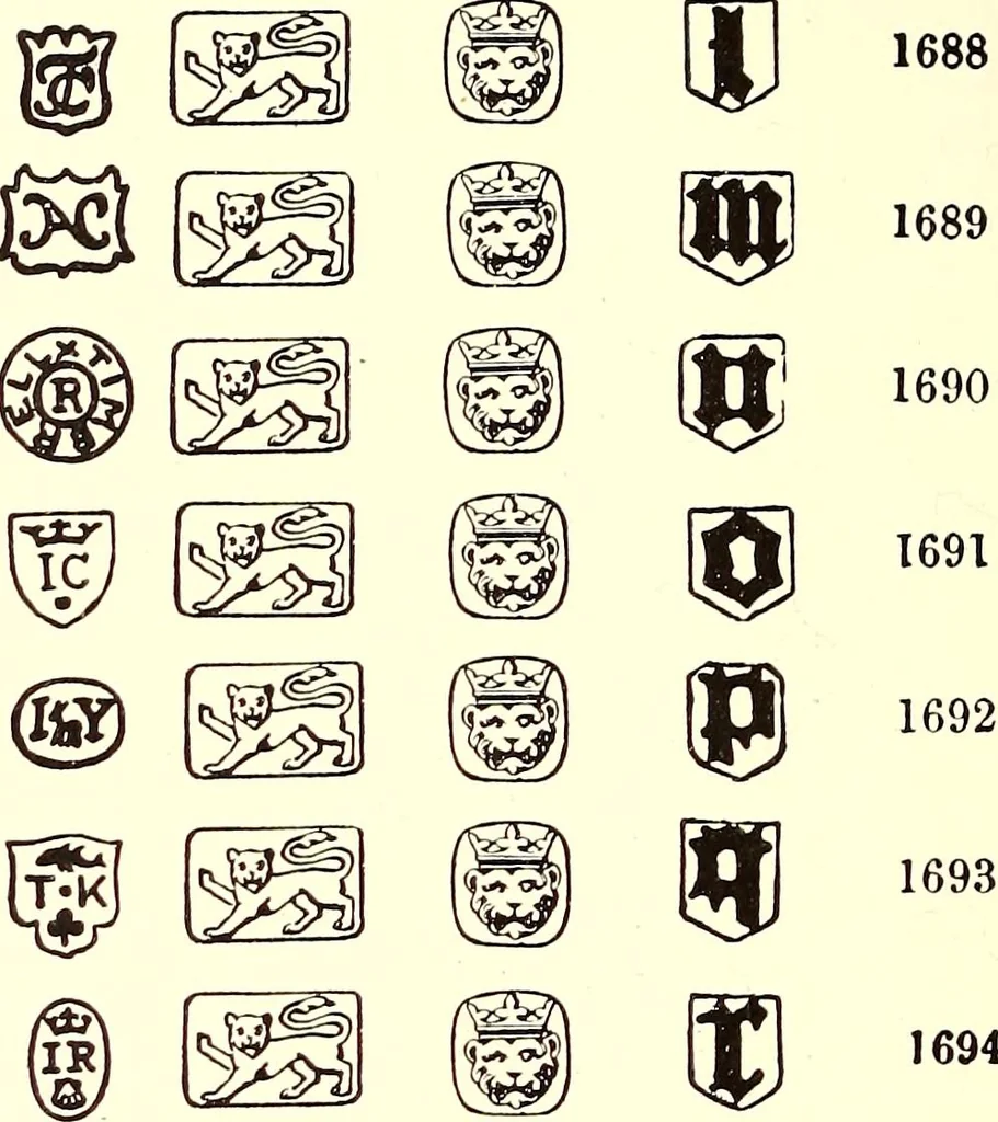 An illustration from Old London silver, its history, its makers and its marks, 1903, leaf 423