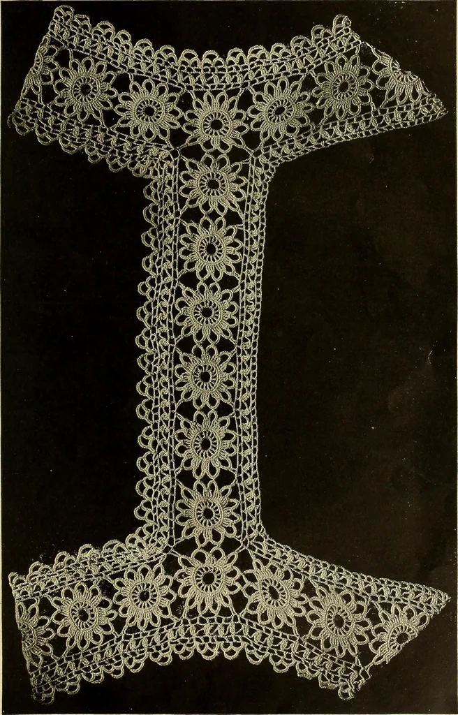 An illustration from Old and new designs in crochet work : yokes & collars, 1900, leaf 10
