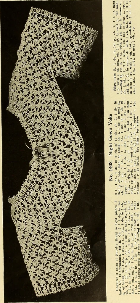 An illustration from Old and new designs in crochet work : yokes & collars, 1900, leaf 12