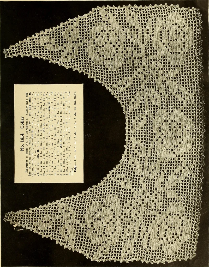 An illustration from Old and new designs in crochet work : yokes & collars, 1900, leaf 20