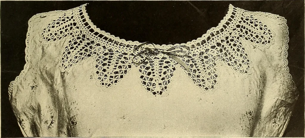 An illustration from Old and new designs in crochet work : yokes & collars, 1900, leaf 6