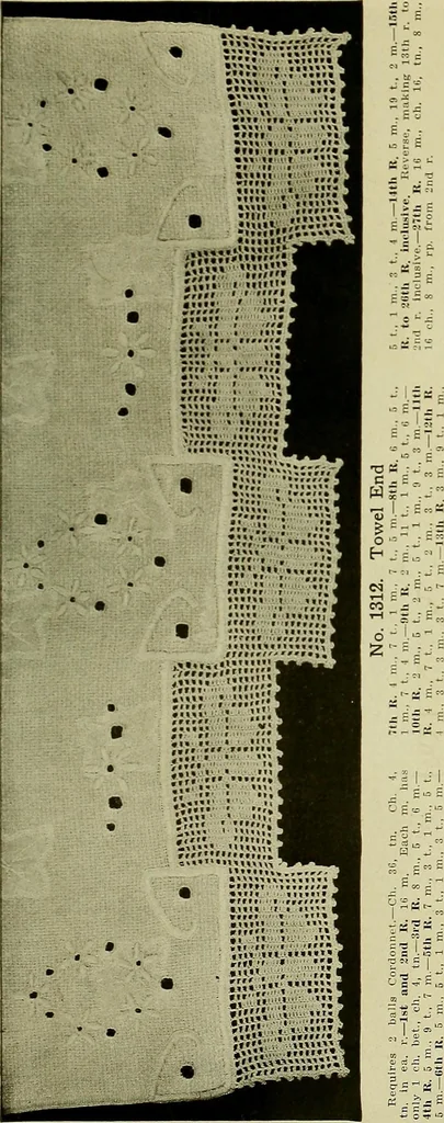 An illustration from Old and new designs in crocheted towels, pillow-cases, sheets, 1900, leaf 10