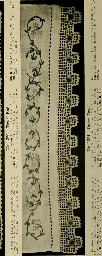 An illustration from Old and new designs in crocheted towels, pillow-cases, sheets, 1900, leaf 13