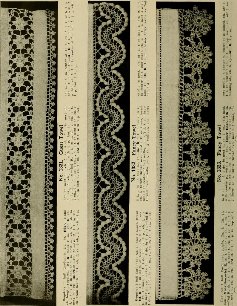 An illustration from Old and new designs in crocheted towels, pillow-cases, sheets, 1900, leaf 17