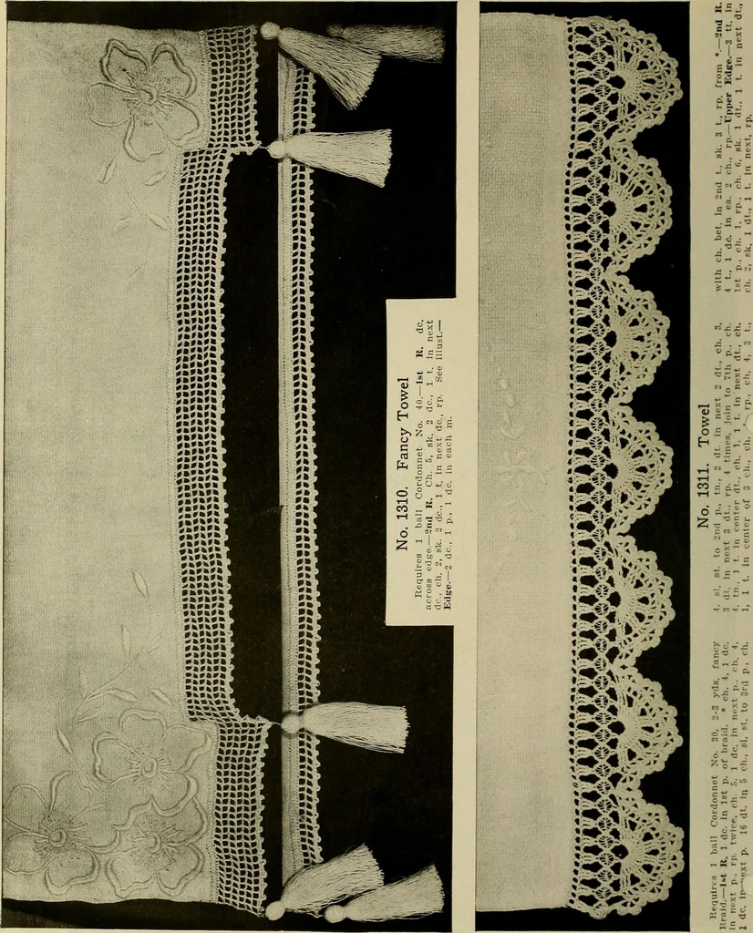 An illustration from Old and new designs in crocheted towels, pillow-cases, sheets, 1900, leaf 9