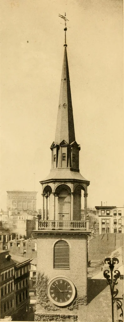 An illustration from Old New England churches and their children, 1906, leaf 5