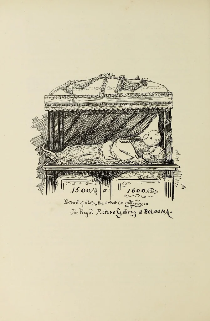 An illustration from Old and new lace in Italy, exhibited at Chicago in 1893. Dedicated to Her Majesty, Queen Margherita, 1893, leaf 106