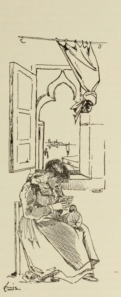 An illustration from Old and new lace in Italy, exhibited at Chicago in 1893. Dedicated to Her Majesty, Queen Margherita, 1893, leaf 165