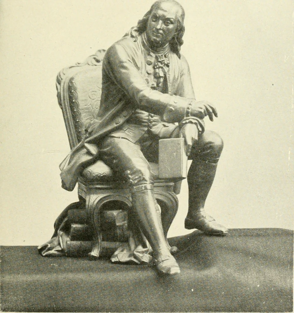 An illustration from Old paintings, drawings, miniatures, statuettes, busts, snuff boxes, bonbonnieres, medallions, medals, and other objects of art relating to America, 1913, leaf 46