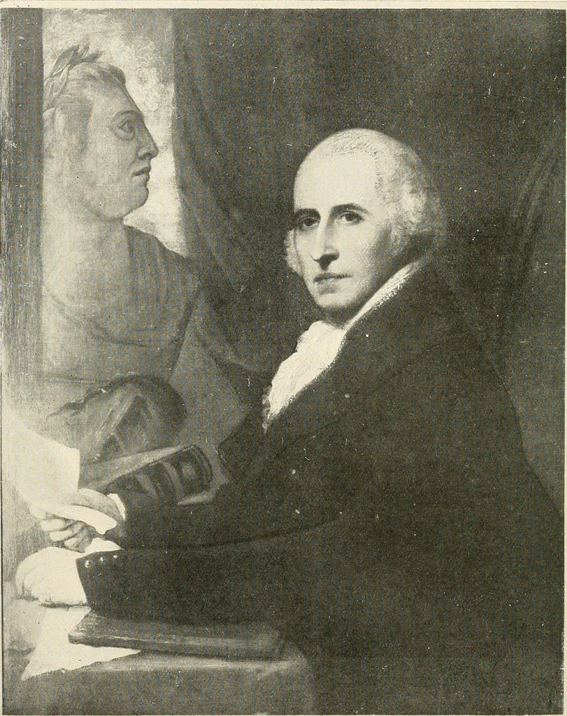 An illustration from Old paintings, drawings, miniatures, statuettes, busts, snuff boxes, bonbonnieres, medallions, medals, and other objects of art relating to America, 1913, leaf 7