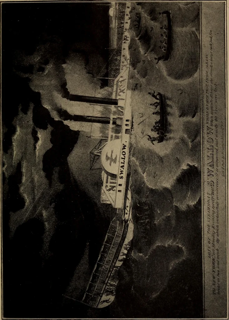 An illustration from Old steamboat days on the Hudson River : tales and reminiscences of the stirring times that followed the introduction of steam navigation, 1907, leaf 122
