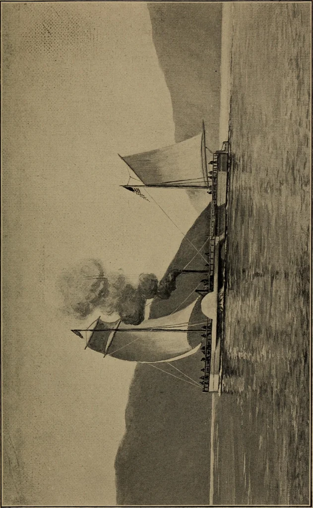 An illustration from Old steamboat days on the Hudson River : tales and reminiscences of the stirring times that followed the introduction of steam navigation, 1907, leaf 34