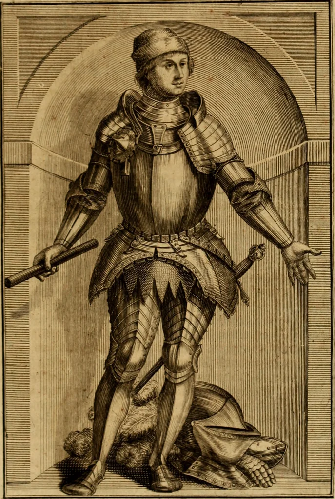 An illustration from Ombrassische Helden-Rüst-Kammer : welche von Ferdinanden, Ertzhertzogen zu Oesterreich, herrlich angerichtet, 1735, leaf 182